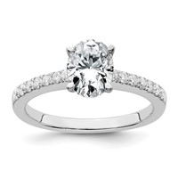 True Origin 14K White Gold 0.25 Carat Lab Grown Diamond VS+ F+ Semi-Mount Oval Engagement Ring view 1