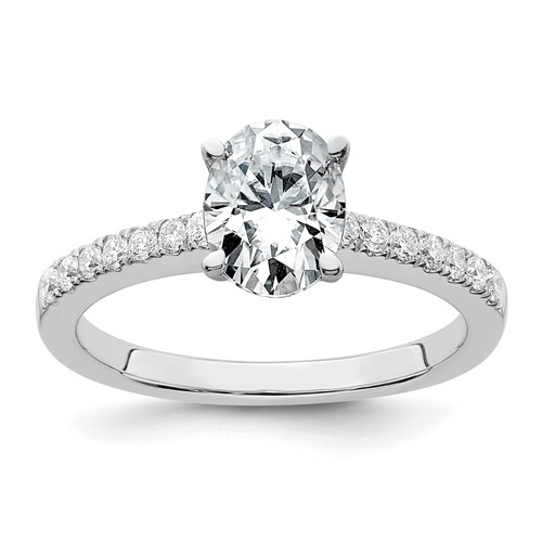 True Origin 14K White Gold 0.25 Carat Lab Grown Diamond VS+ F+ Semi-Mount Oval Engagement Ring