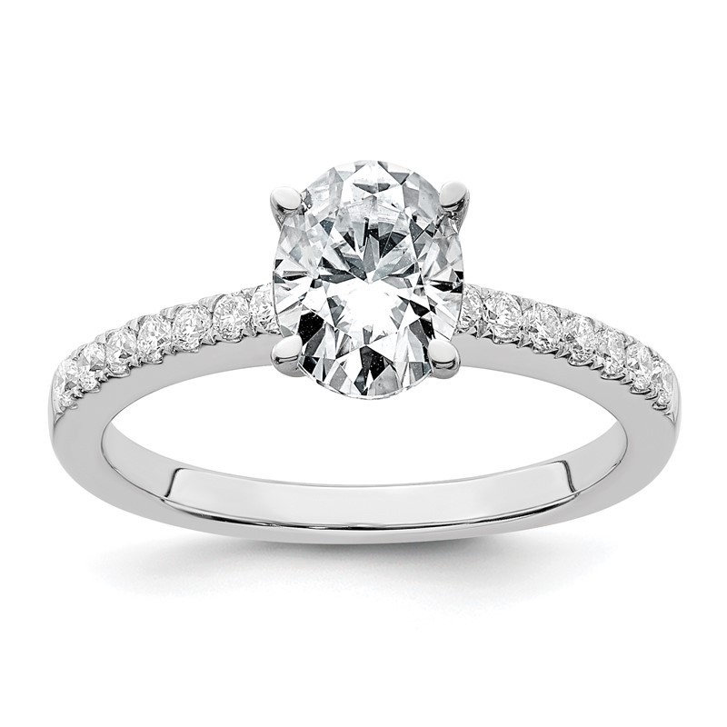 True Origin 14K White Gold 1/4 carat Lab Grown Diamond VS  D E F  Semi Mount Oval Engagement Ring