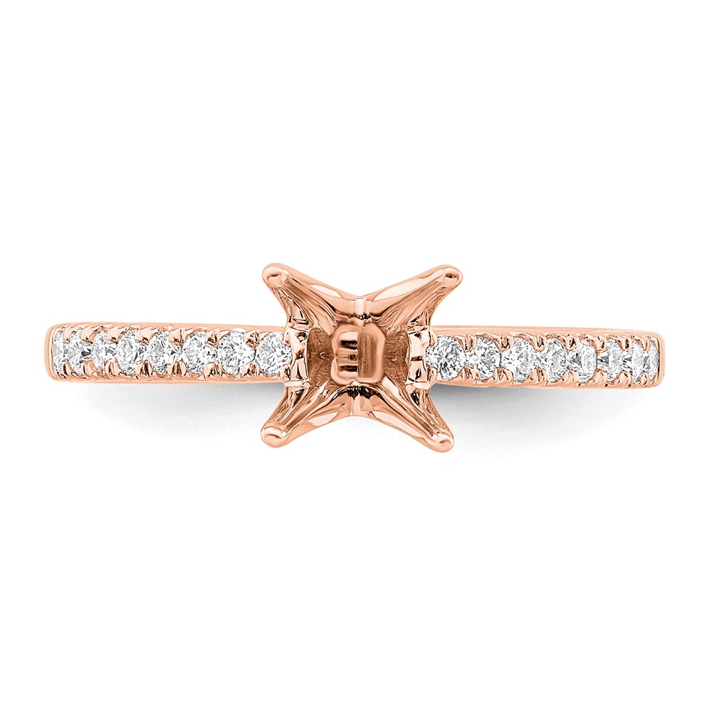 True Origin 14K Rose Gold 1/6 carat Lab Grown Diamond VS  D E F Semi Mount Princess Engagement Ring (RM2636E-075-RLD)