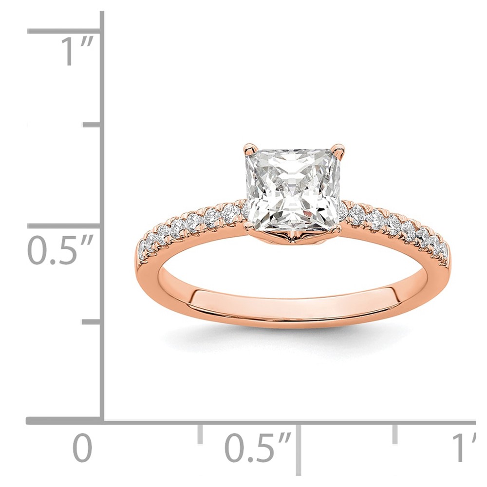 True Origin 14K Rose Gold 1/6 carat Lab Grown Diamond VS  D E F Semi Mount Princess Engagement Ring (RM2636E-075-RLD)