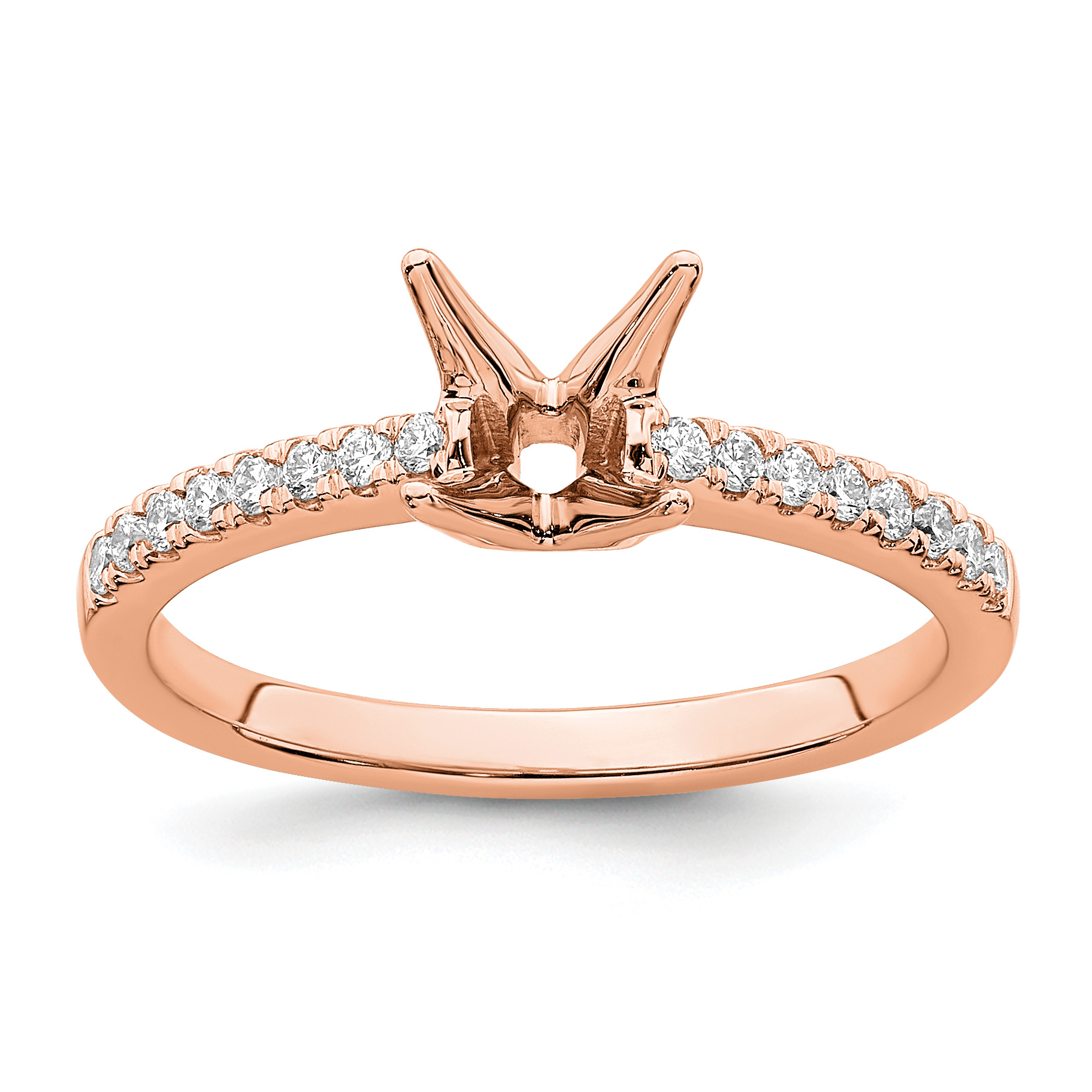 True Origin 14K Rose Gold 1/6 carat Lab Grown Diamond VS  D E F Semi Mount Princess Engagement Ring (RM2636E-075-RLD)