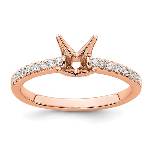True Origin 14K Rose Gold 0.17 Carat Lab Grown Diamond VS+ F+ Semi-Mount Princess Engagement Ring