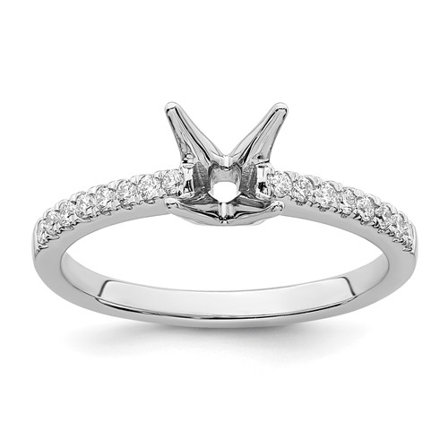 14K White Gold 0.17 Carat Lab Grown Diamond VS SI+ G+ Princess 0.75 Carat Center Semi Mount Engagement Ring