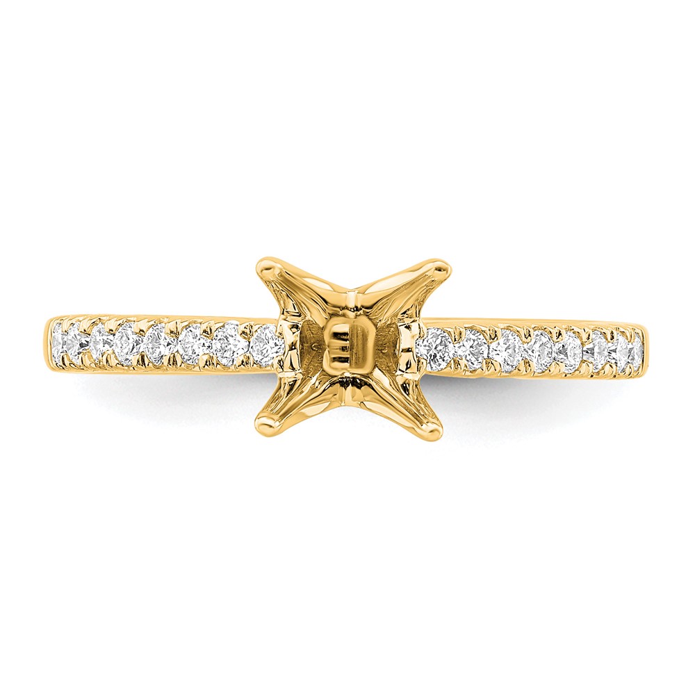 True Origin 14K 1/6 carat Lab Grown Diamond VS  D E F Semi Mount Princess Engagement Ring (RM2636E-075-YLD)