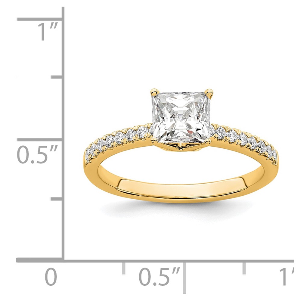 True Origin 14K 1/6 carat Lab Grown Diamond VS  D E F Semi Mount Princess Engagement Ring (RM2636E-075-YLD)
