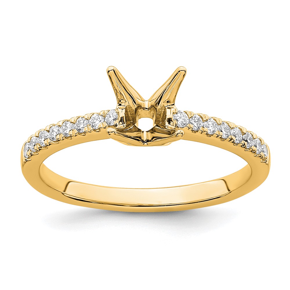 True Origin 14K 1/6 carat Lab Grown Diamond VS  D E F Semi Mount Princess Engagement Ring (RM2636E-075-YLD)
