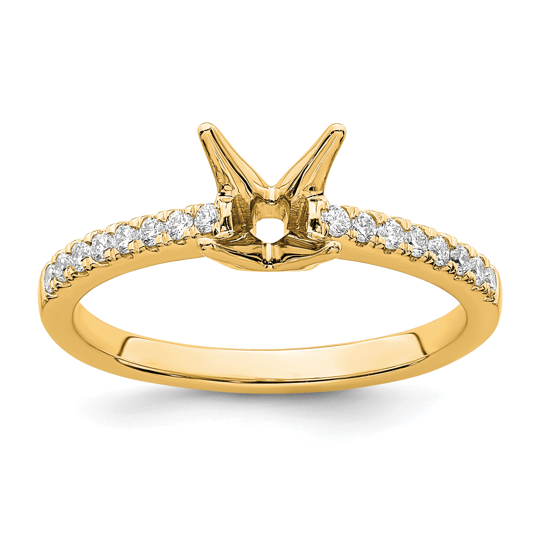 True Origin 14K 1/6 carat Lab Grown Diamond VS  D E F Semi Mount Princess Engagement Ring (RM2636E-075-YLD)