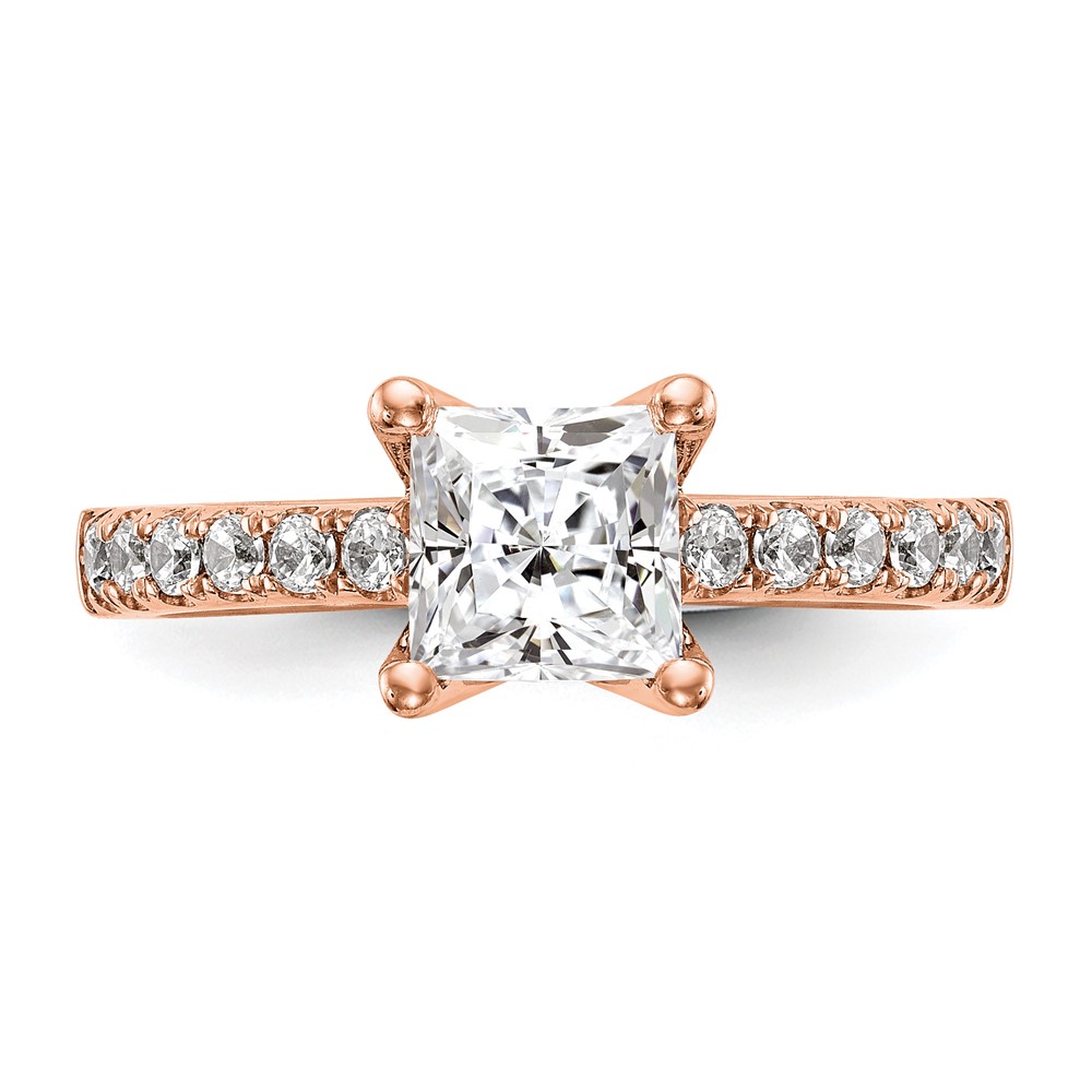 True Origin 14K Rose Gold 1/5 carat Lab Grown Diamond VS  D E F  Semi Mount Princess Engagement Ring (RM2636E-100-RLD)