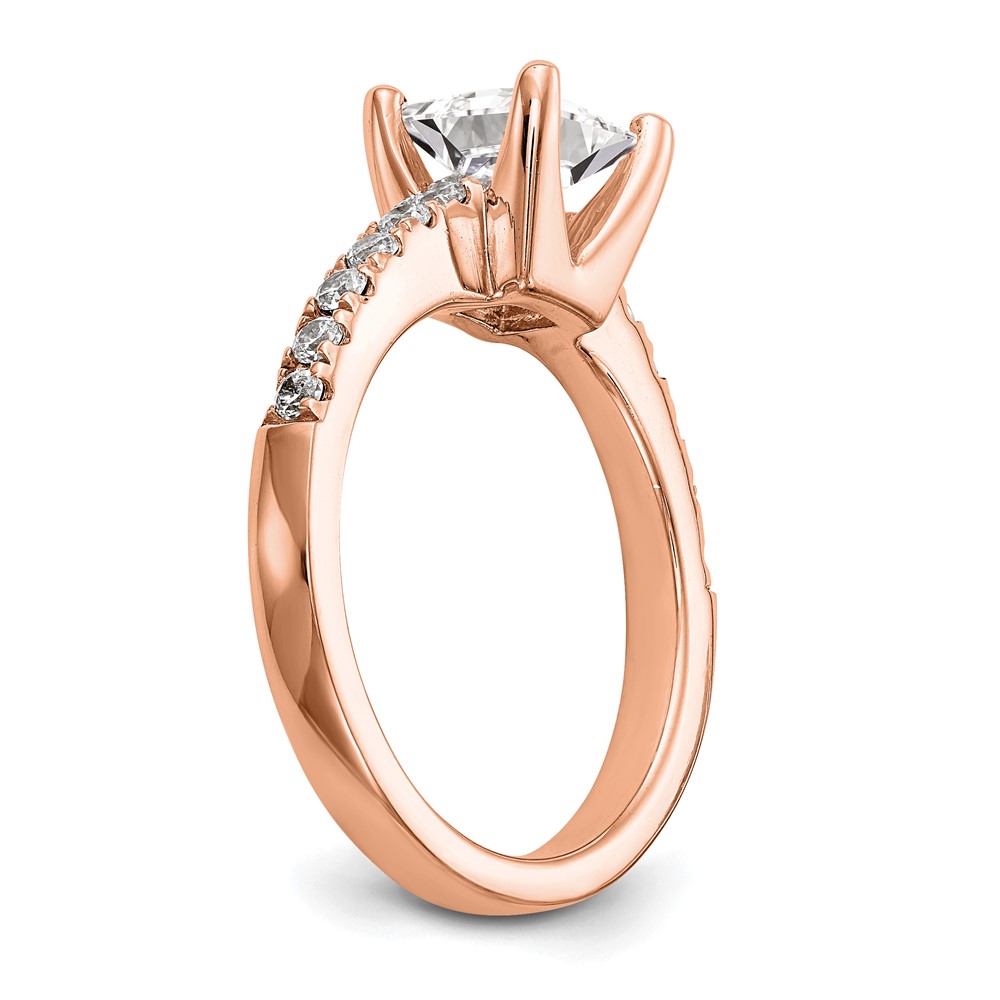 True Origin 14K Rose Gold 1/5 carat Lab Grown Diamond VS  D E F  Semi Mount Princess Engagement Ring (RM2636E-100-RLD)