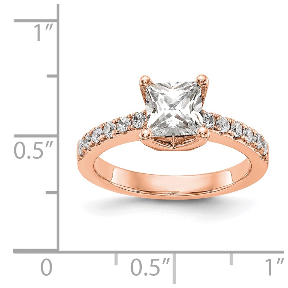 True Origin 14K Rose Gold 1/5 carat Lab Grown Diamond VS  D E F  Semi Mount Princess Engagement Ring (RM2636E-100-RLD)