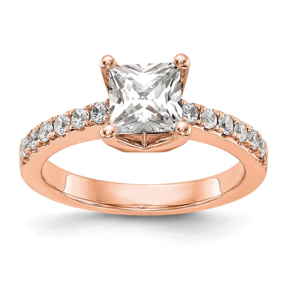 True Origin 14K Rose Gold 0.20 Carat Lab Grown Diamond VS+ F+ Semi-Mount Princess Engagement Ring