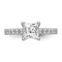 14K White Gold 0.20 Carat Lab Grown Diamond VS SI+ G+ Princess 1 Carat Center Semi Mount Engagement Ring view 5