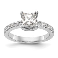 14K White Gold 0.20 Carat Lab Grown Diamond VS SI+ G+ Princess 1 Carat Center Semi Mount Engagement Ring view 1