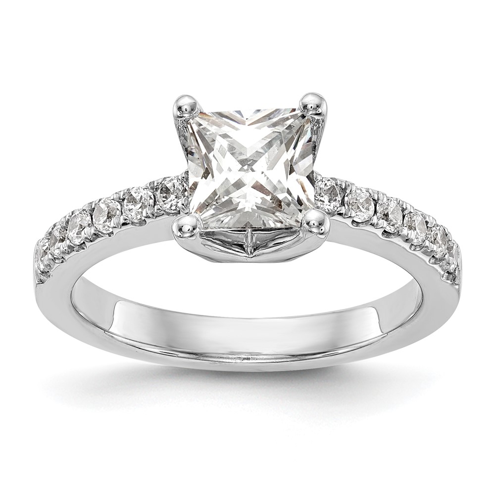 True Origin 14K White Gold 1/5 carat Lab Grown Diamond VS  D E F  Semi Mount Princess Engagement Ring (RM2636E-100-WLD)