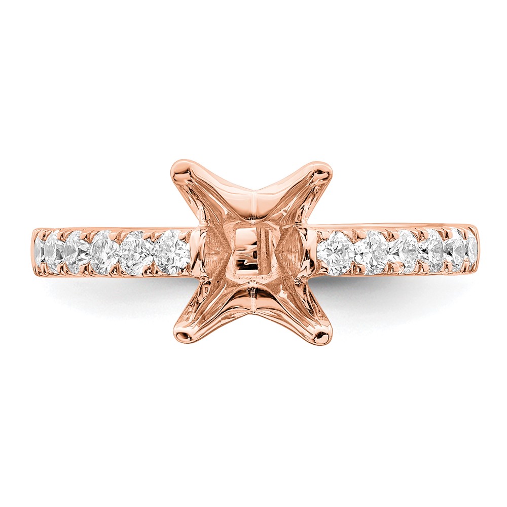 True Origin 14K Rose Gold 3/8 carat Lab Grown Diamond VS  D E F  Semi Mount Princess Engagement Ring (RM2636E-150-RLD)