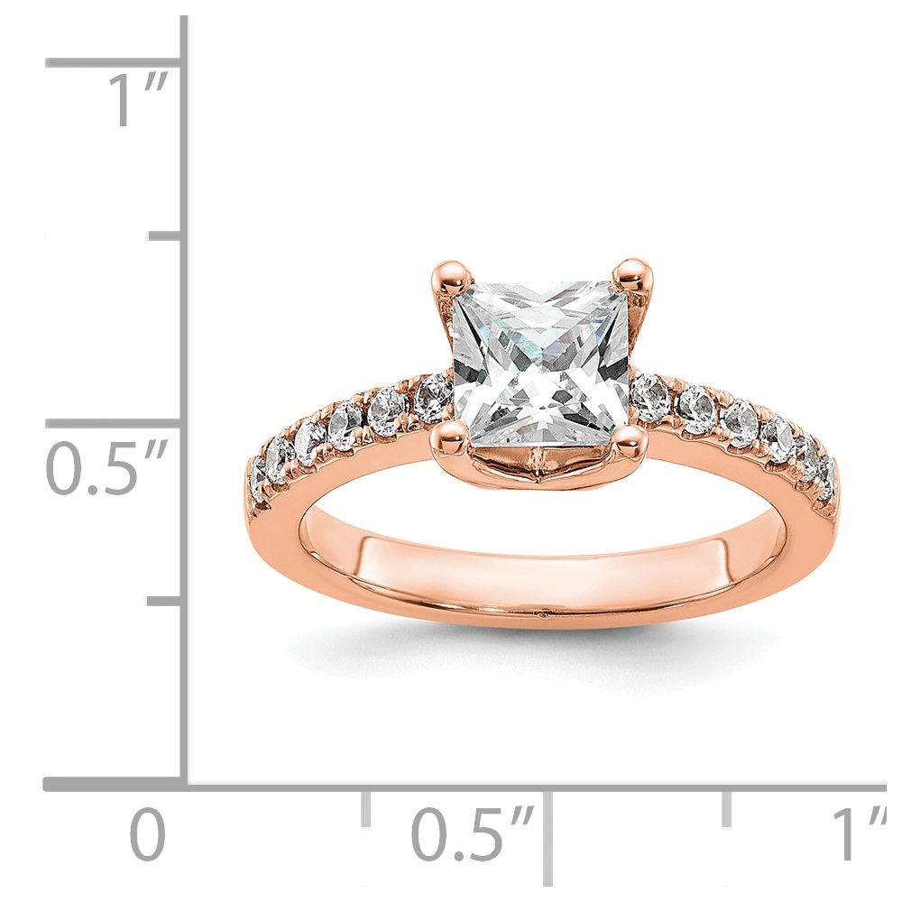 True Origin 14K Rose Gold 3/8 carat Lab Grown Diamond VS  D E F  Semi Mount Princess Engagement Ring (RM2636E-150-RLD)