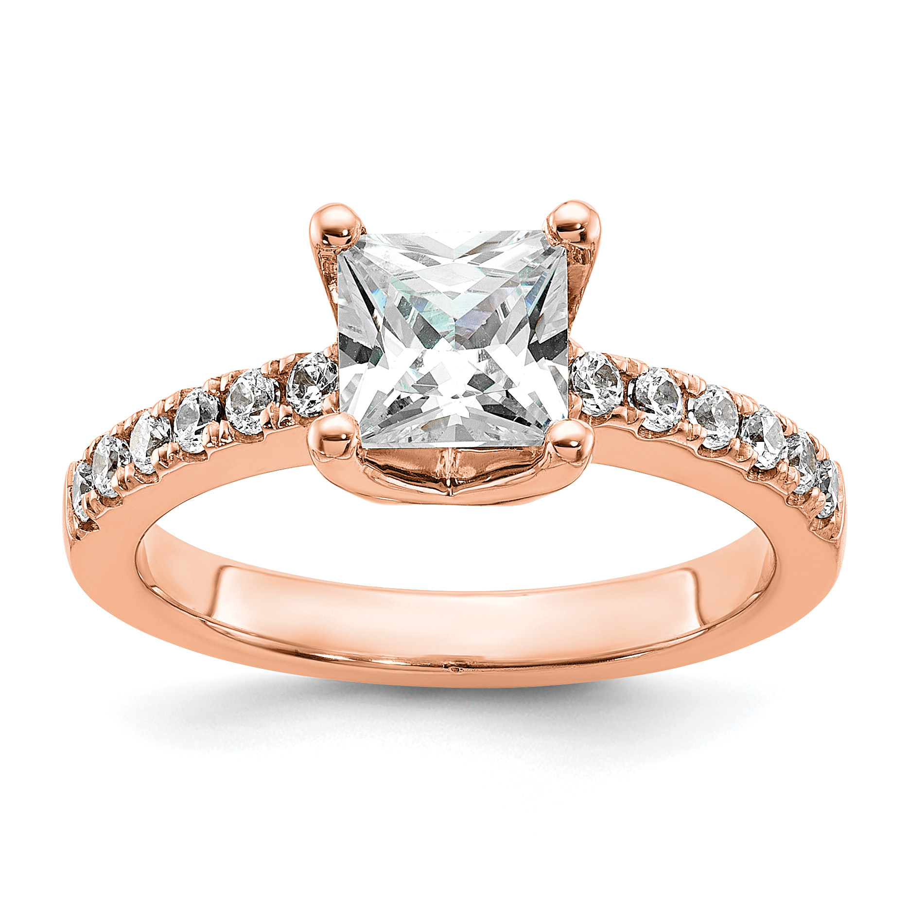 True Origin 14K Rose Gold 3/8 carat Lab Grown Diamond VS  D E F  Semi Mount Princess Engagement Ring (RM2636E-150-RLD)