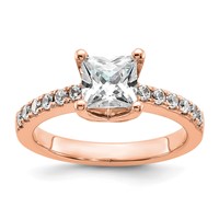 True Origin 14K Rose Gold 0.38 Carat Lab Grown Diamond VS+ F+ Semi-Mount Princess Engagement Ring view 1