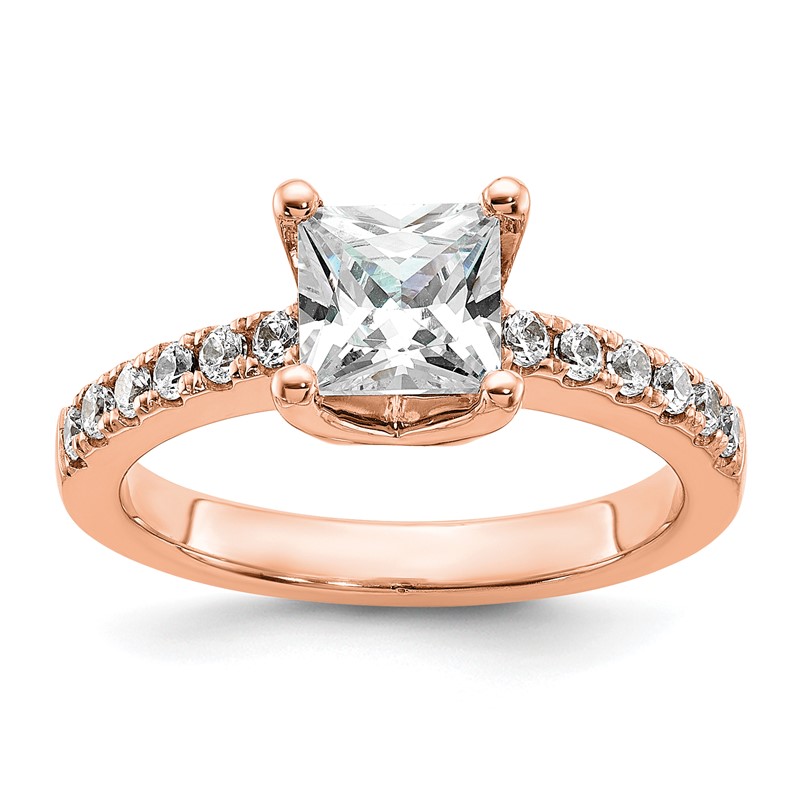 True Origin 14K Rose Gold 3/8 carat Lab Grown Diamond VS  D E F  Semi Mount Princess Engagement Ring