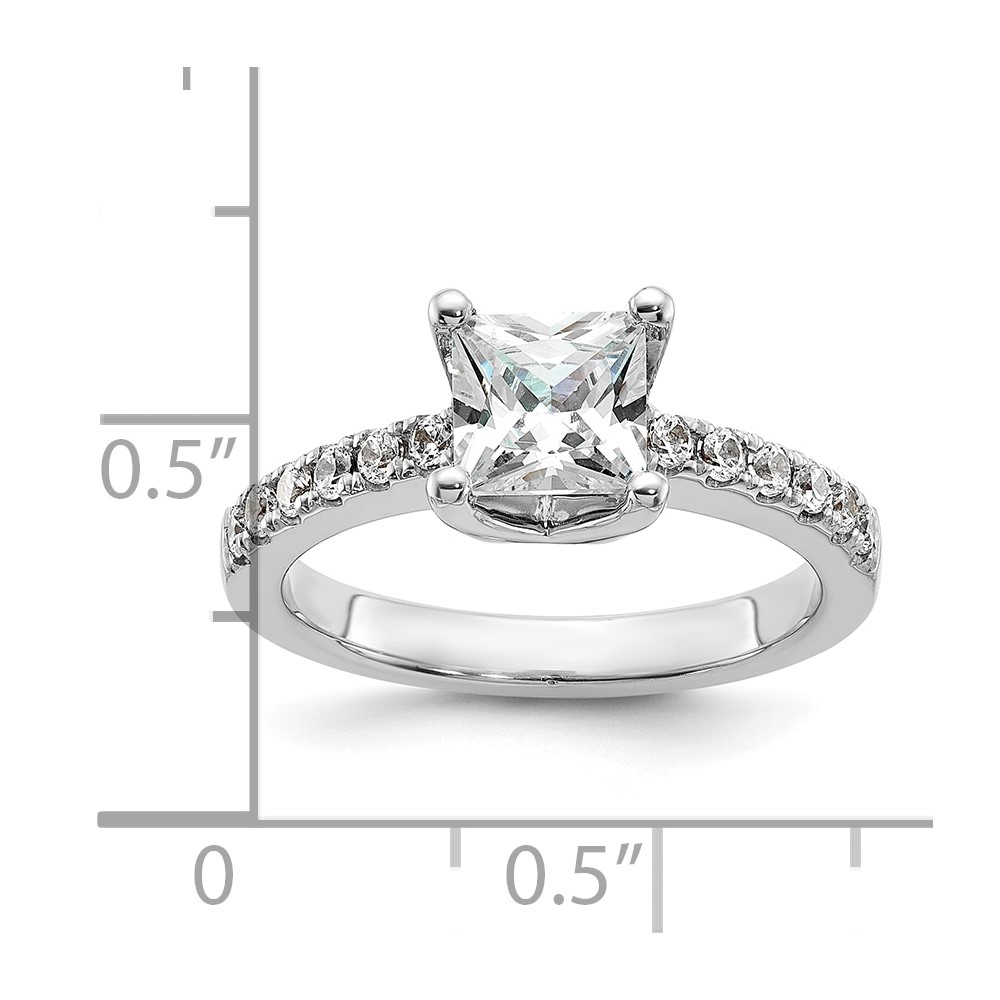 True Origin 14K White Gold 3/8 carat Lab Grown Diamond VS  D E F  Semi Mount Princess Engagement Ring (RM2636E-150-WLD)
