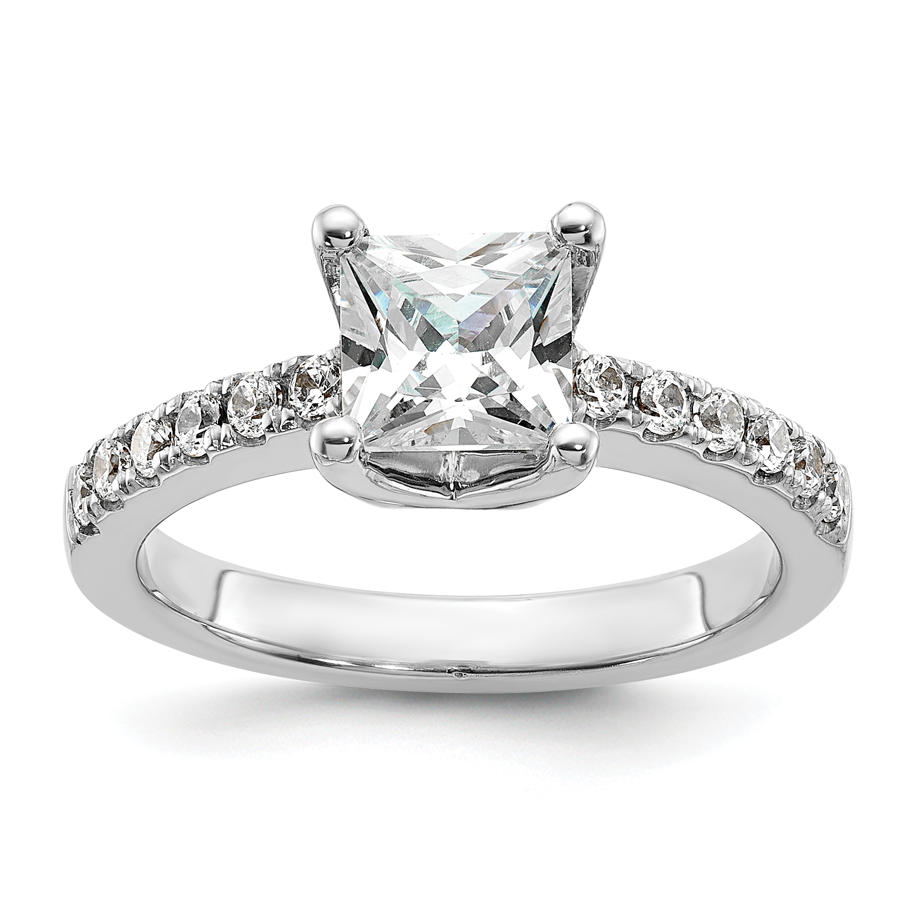 True Origin 14K White Gold 3/8 carat Lab Grown Diamond VS  D E F  Semi Mount Princess Engagement Ring (RM2636E-150-WLD)