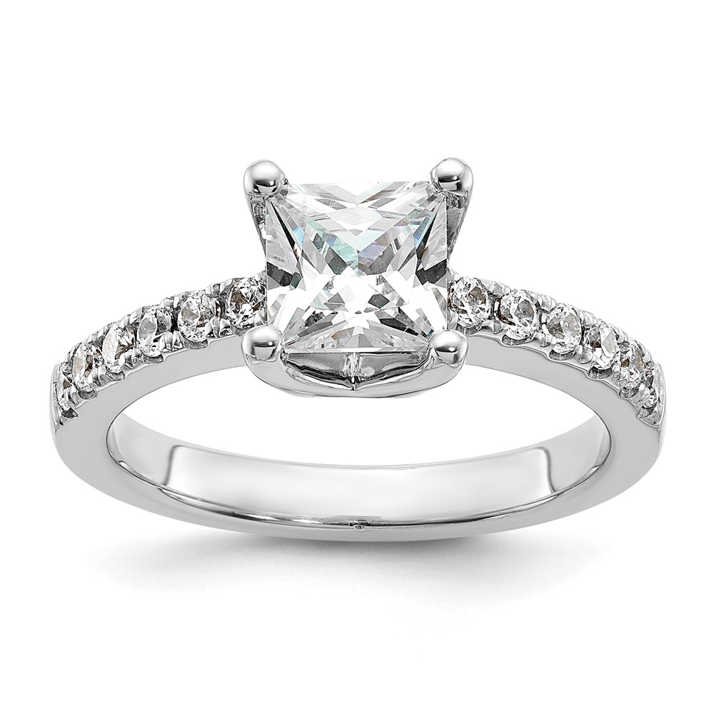 True Origin 14K White Gold 3/8 carat Lab Grown Diamond VS  D E F  Semi Mount Princess Engagement Ring (RM2636E-150-WLD)