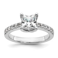 True Origin 14K White Gold 0.38 Carat Lab Grown Diamond VS+ F+ Semi-Mount Princess Engagement Ring view 1
