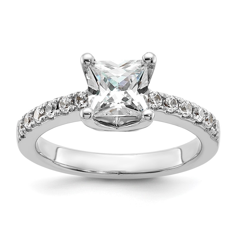 True Origin 14K White Gold 3/8 carat Lab Grown Diamond VS  D E F  Semi Mount Princess Engagement Ring