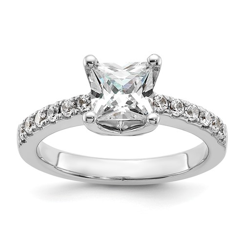 True Origin 14K White Gold 0.38 Carat Lab Grown Diamond VS+ F+ Semi-Mount Princess Engagement Ring