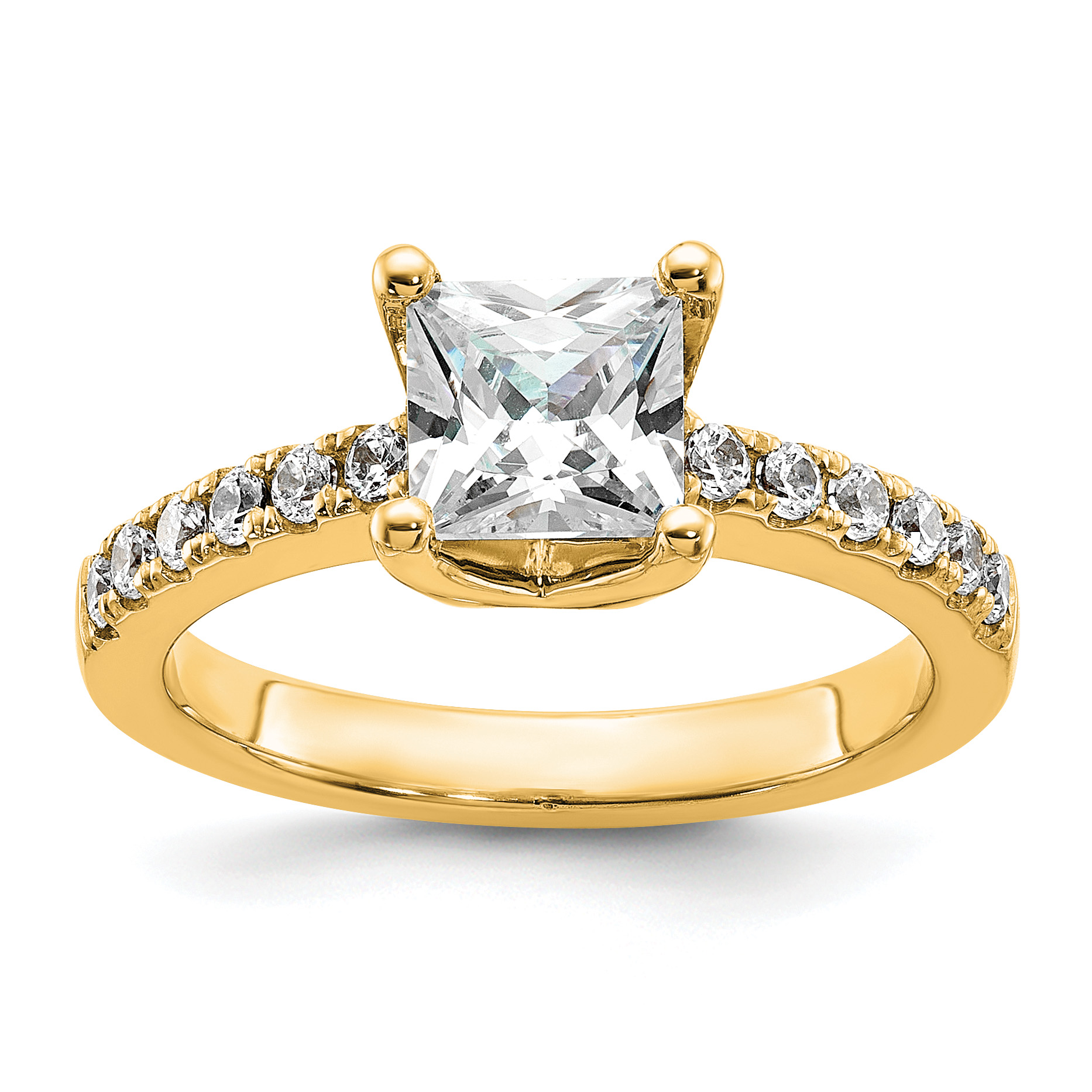 True Origin 14K 3/8 carat Lab Grown Diamond VS  D E F  Semi Mount Princess Engagement Ring (RM2636E-150-YLD)