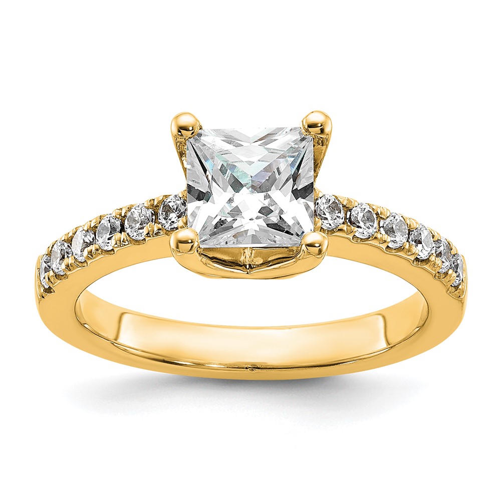 True Origin 14K Yellow Gold 0.38 Carat Lab Grown Diamond VS+ F+ Semi-Mount Princess Engagement Ring