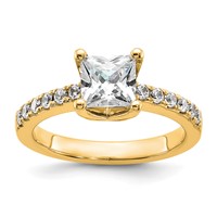 True Origin 14K Yellow Gold 0.38 Carat Lab Grown Diamond VS+ F+ Semi-Mount Princess Engagement Ring view 1