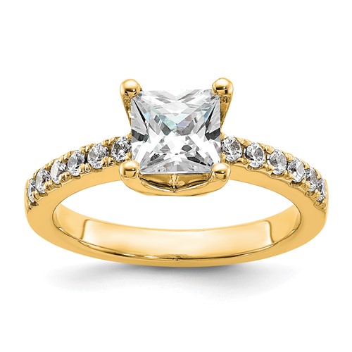 True Origin 14K Yellow Gold 0.38 Carat Lab Grown Diamond VS+ F+ Semi-Mount Princess Engagement Ring
