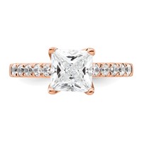True Origin 14K Rose Gold 0.38 Carat Lab Grown Diamond VS+ F+ Semi-Mount Princess Engagement Ring view 4