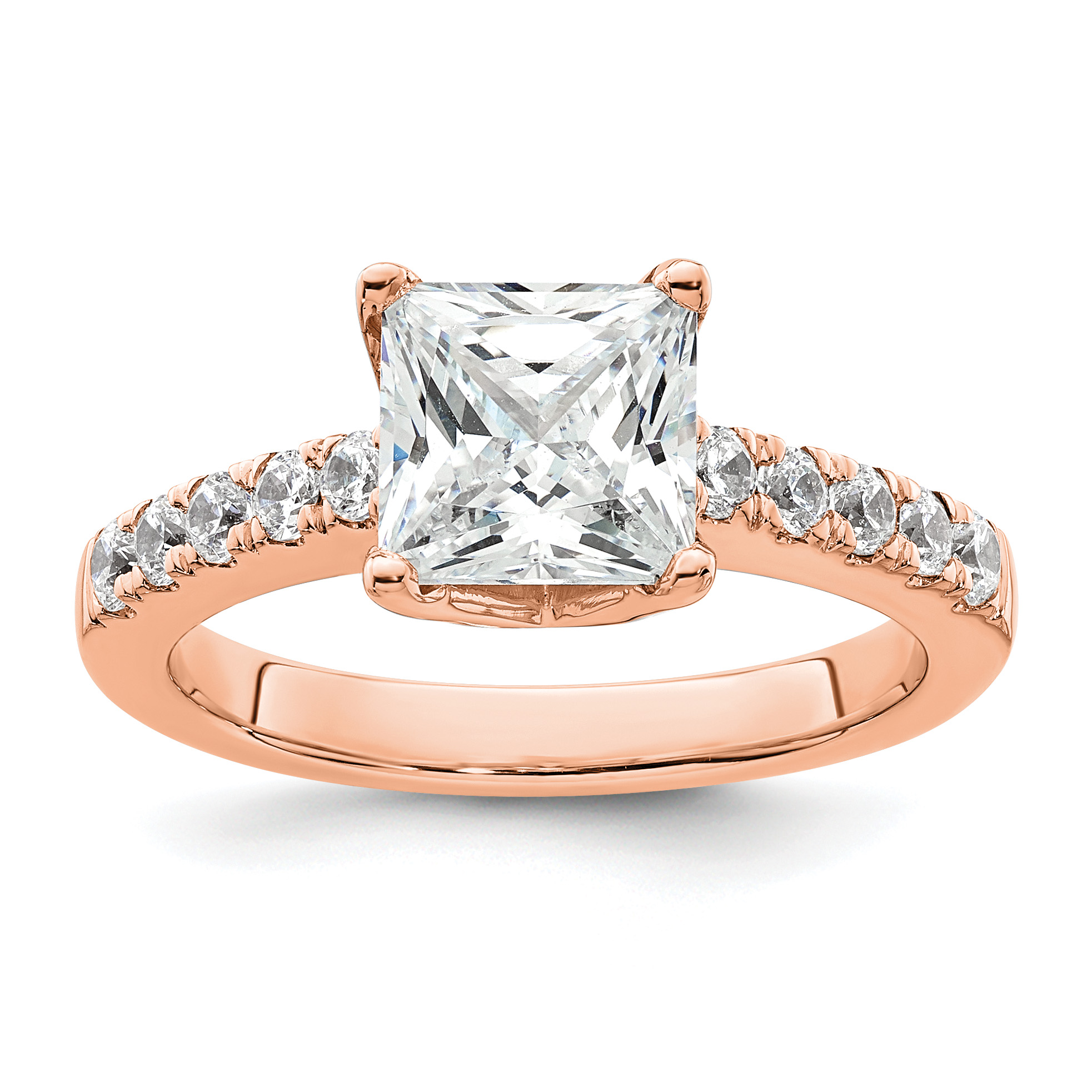 True Origin 14K Rose Gold 3/8 carat Lab Grown Diamond VS  D E F  Semi Mount Princess Engagement Ring (RM2636E-200-RLD)