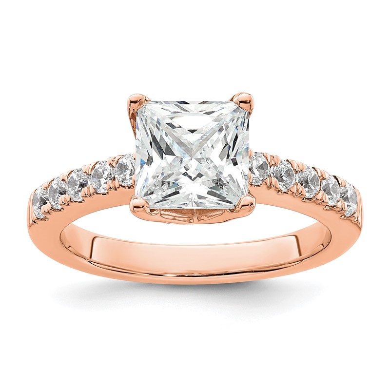 True Origin 14K Rose Gold 3/8 carat Lab Grown Diamond VS  D E F  Semi Mount Princess Engagement Ring