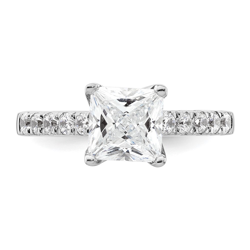 True Origin 14K White Gold 3/8 carat Lab Grown Diamond VS  D E F  Semi Mount Princess Engagement Ring (RM2636E-200-WLD)