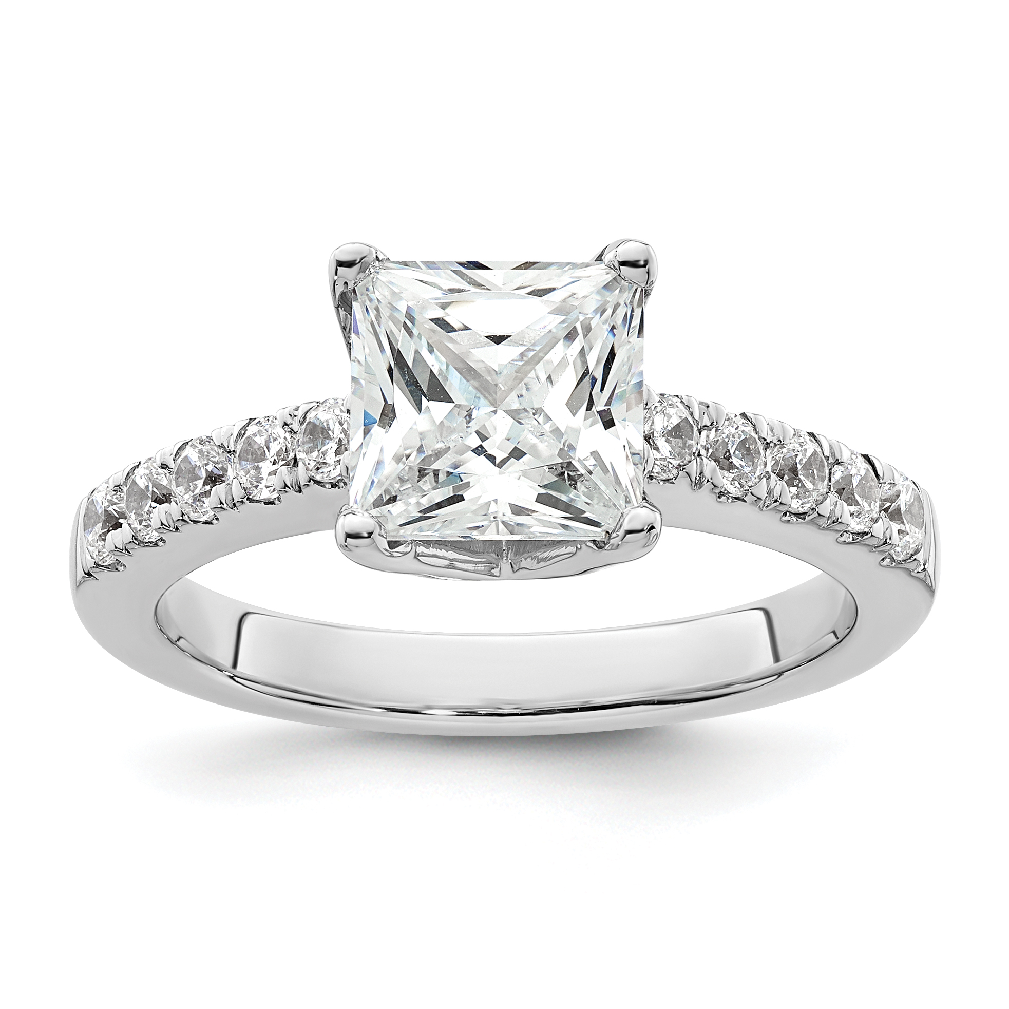 True Origin 14K White Gold 3/8 carat Lab Grown Diamond VS  D E F  Semi Mount Princess Engagement Ring (RM2636E-200-WLD)