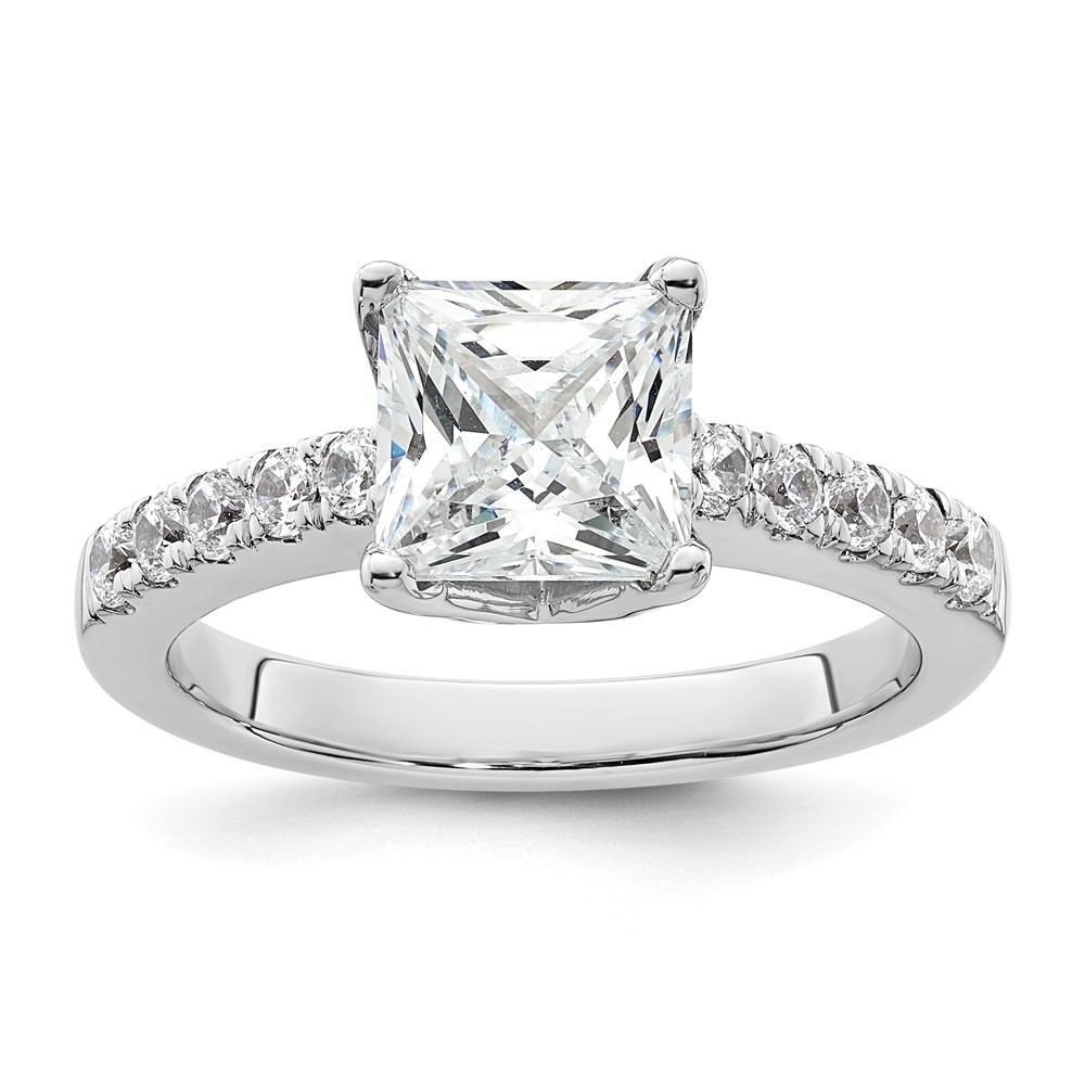 True Origin 14K White Gold 3/8 carat Lab Grown Diamond VS  D E F  Semi Mount Princess Engagement Ring (RM2636E-200-WLD)