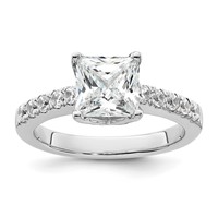 True Origin 14K White Gold 0.38 Carat Lab Grown Diamond VS+ F+ Semi-Mount Princess Engagement Ring view 1