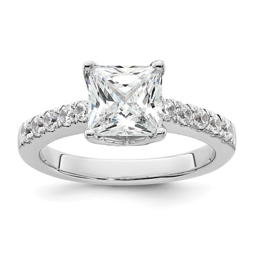 True Origin 14K White Gold 0.38 Carat Lab Grown Diamond VS+ F+ Semi-Mount Princess Engagement Ring