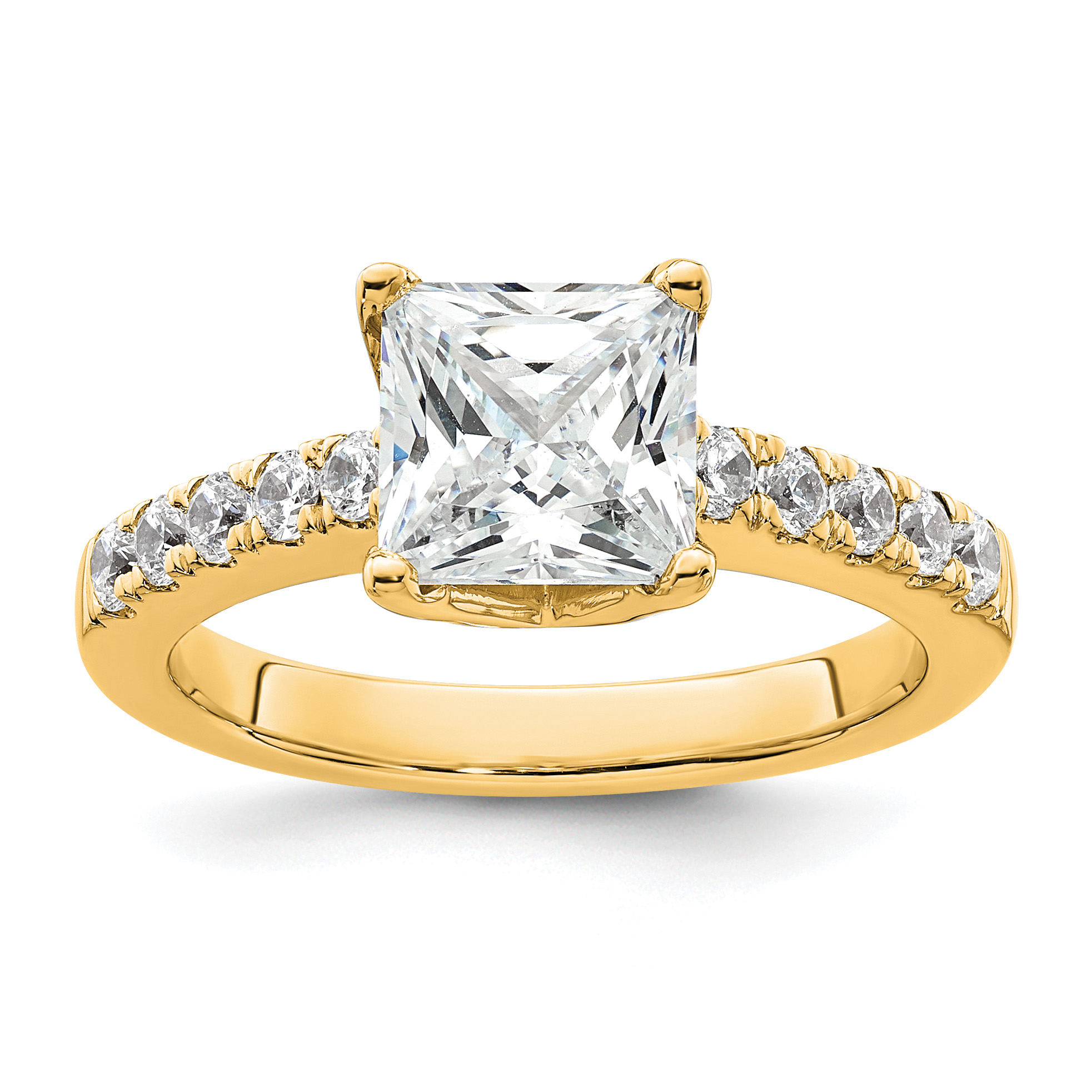 True Origin 14K 3/8 carat Lab Grown Diamond VS  D E F  Semi Mount Princess Engagement Ring (RM2636E-200-YLD)