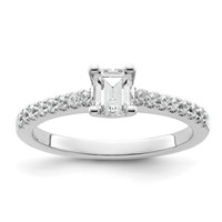 True Origin 14K White Gold 0.20 Carat Lab Grown Diamond VS+ F+ Semi-Mount Emerald Engagement Ring view 1