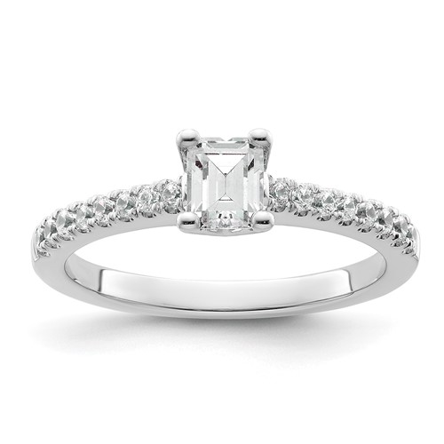 True Origin 14K White Gold 0.20 Carat Lab Grown Diamond VS+ F+ Semi-Mount Emerald Engagement Ring