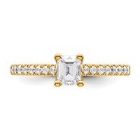 True Origin 14K Yellow Gold 0.20 Carat Lab Grown Diamond VS+ F+ Semi-Mount Emerald Engagement Ring view 4