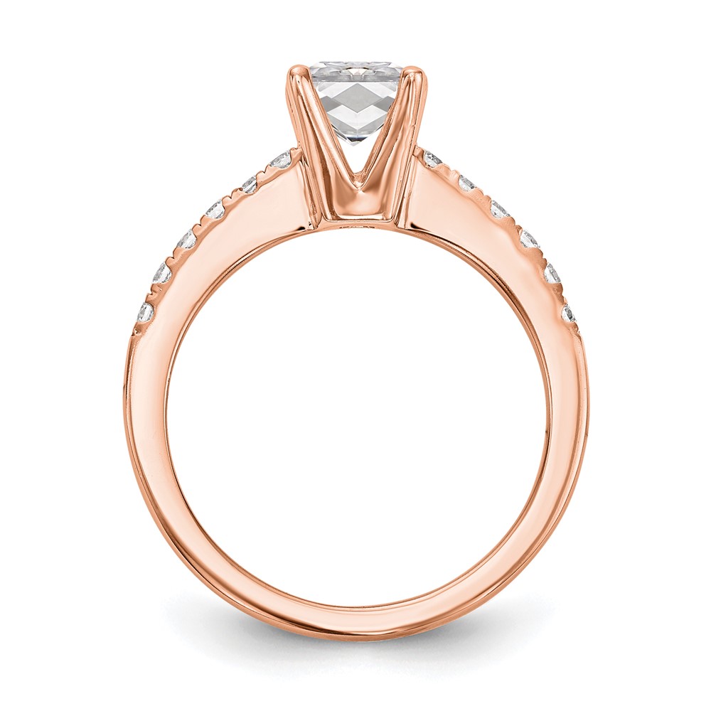 True Origin 14K Rose Gold 1/3 carat Lab Grown Diamond VS  D E F  Semi Mount Emerald Engagement Ring (RM2643E-100-RLD)