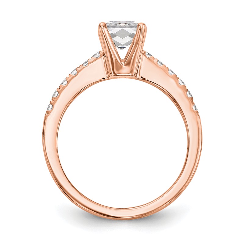 True Origin 14K Rose Gold 1/3 carat Lab Grown Diamond VS  D E F  Semi Mount Emerald Engagement Ring