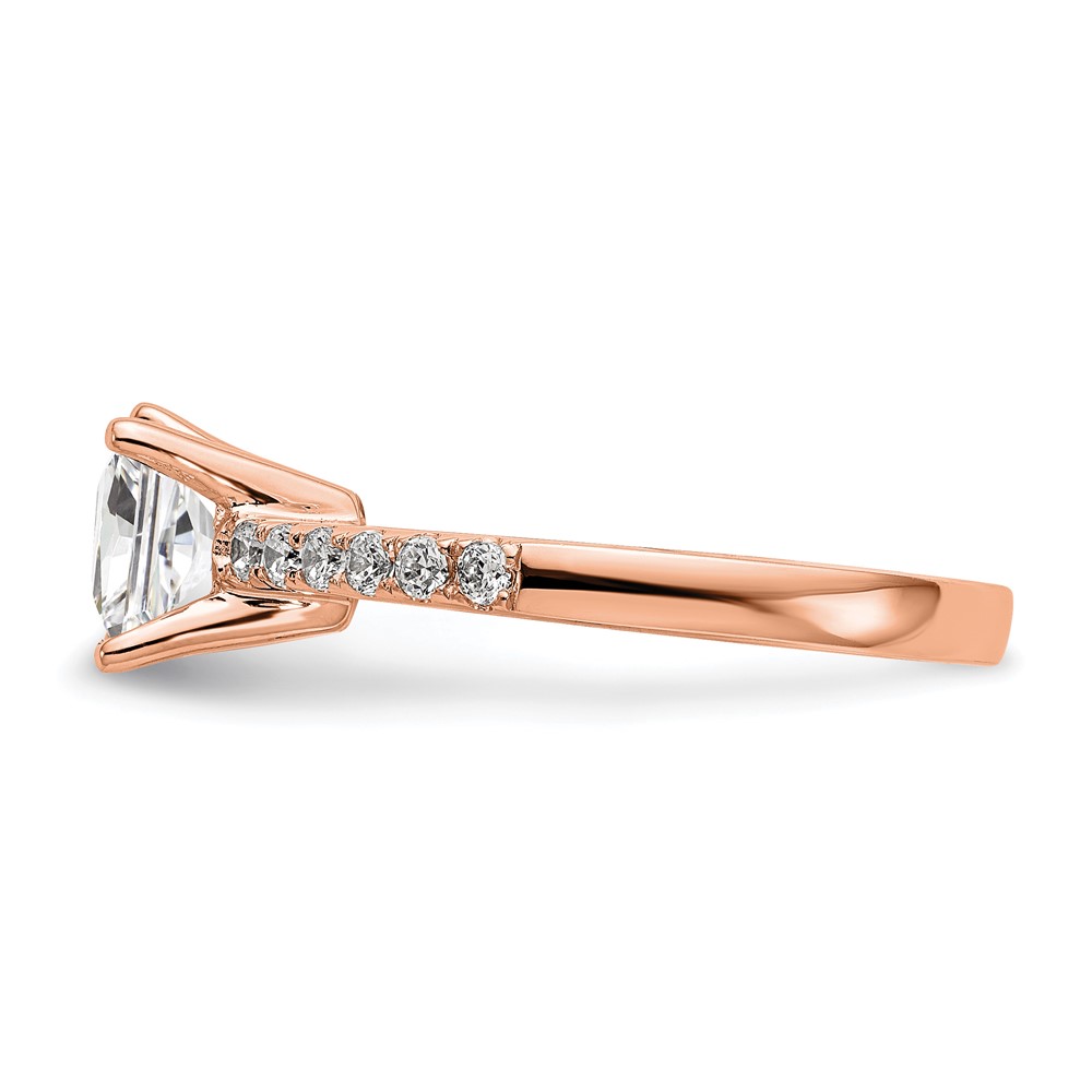 True Origin 14K Rose Gold 1/3 carat Lab Grown Diamond VS  D E F  Semi Mount Emerald Engagement Ring (RM2643E-100-RLD)