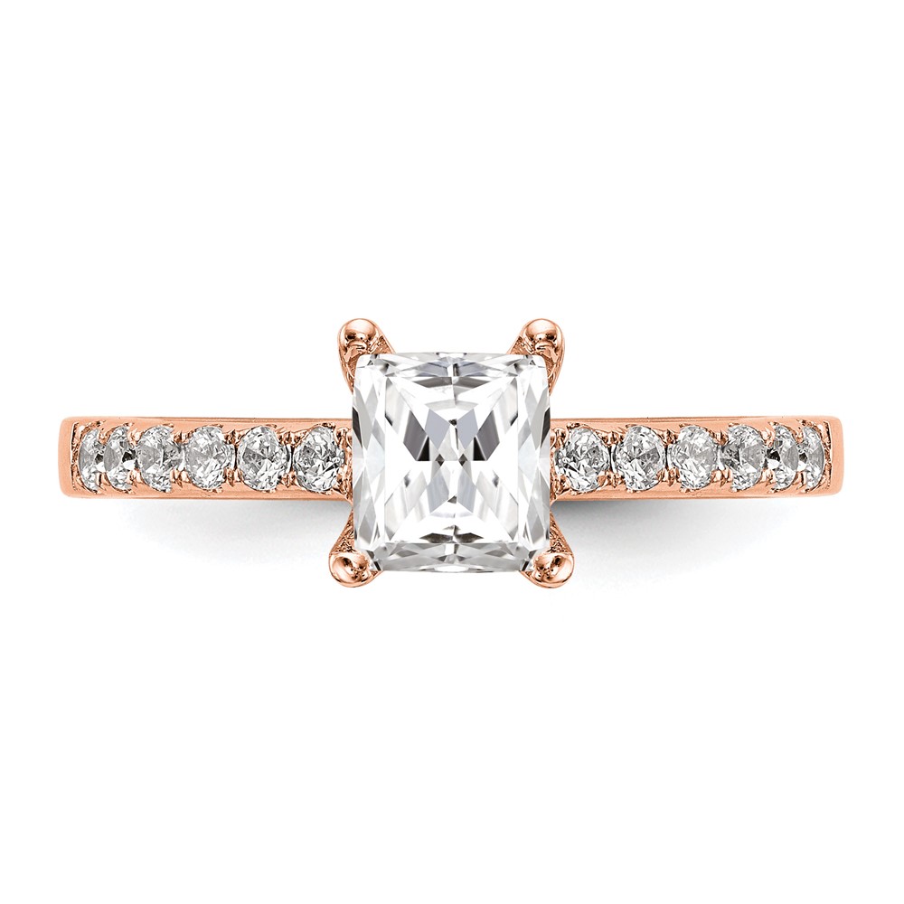 True Origin 14K Rose Gold 1/3 carat Lab Grown Diamond VS  D E F  Semi Mount Emerald Engagement Ring (RM2643E-100-RLD)